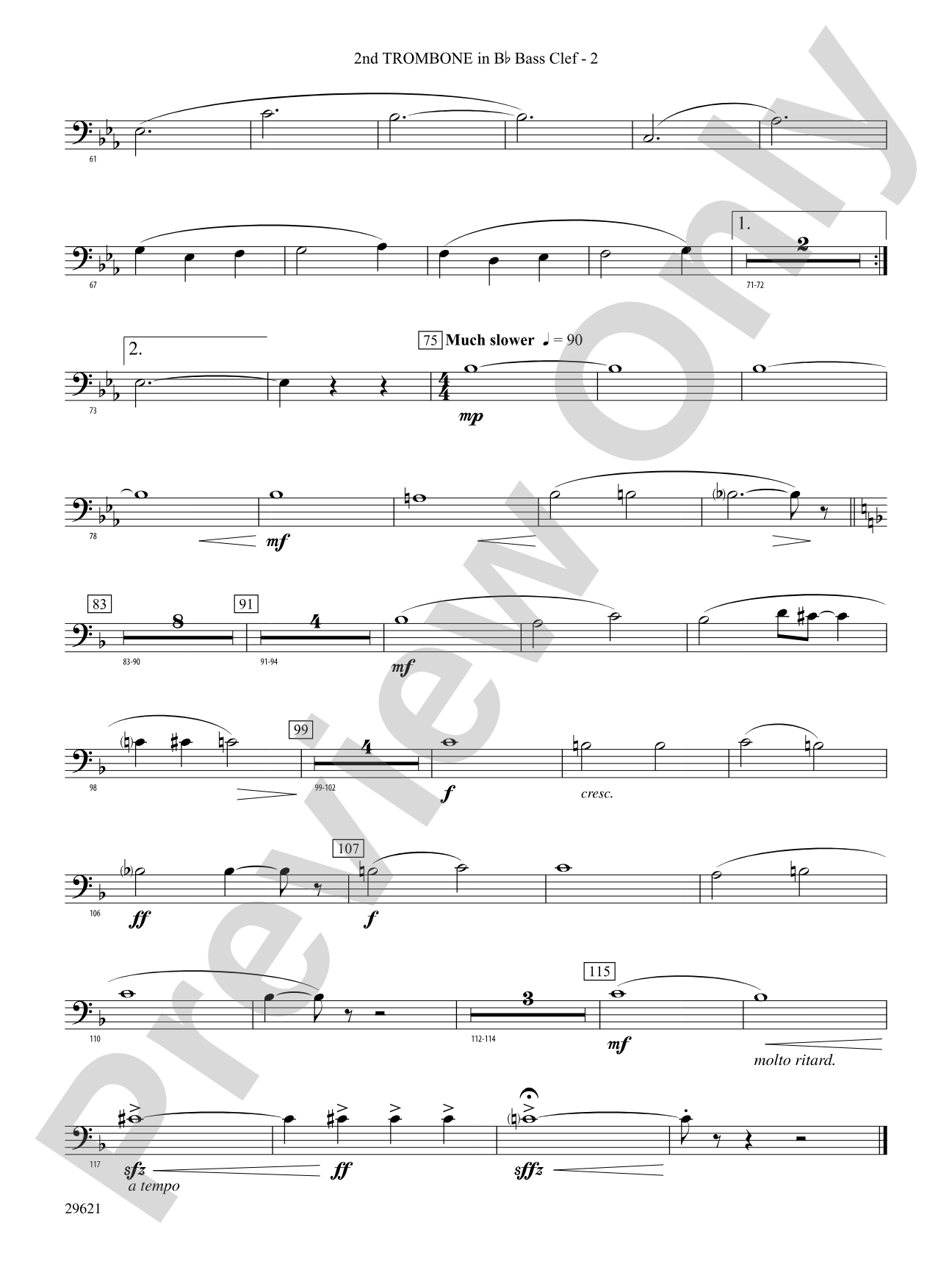 Over the Rainbow (from The Wizard of Oz), Variations on: (wp) 2nd B-flat Trombone B.C.
