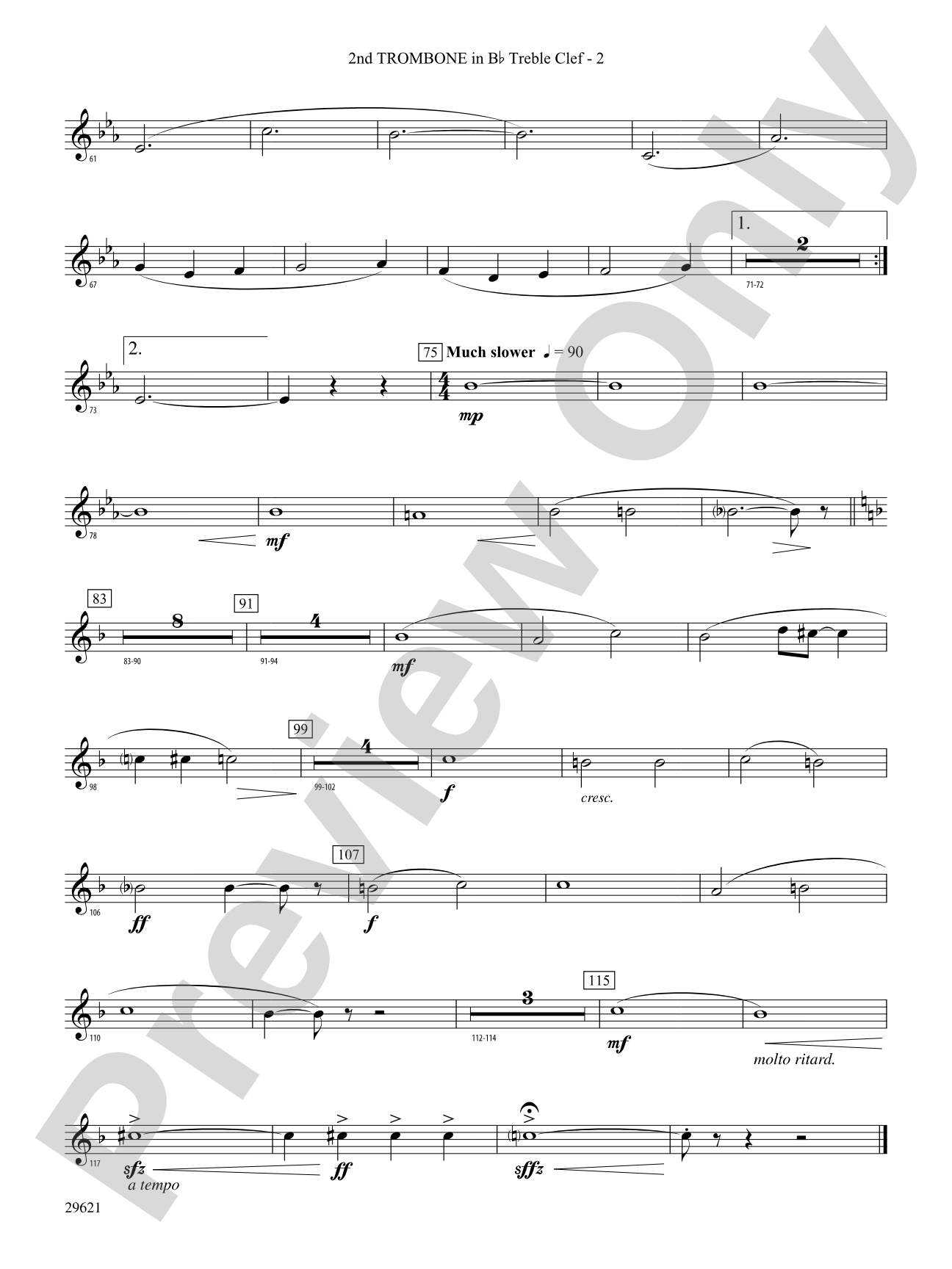Over the Rainbow (from The Wizard of Oz), Variations on: (wp) 2nd B-flat Trombone T.C.