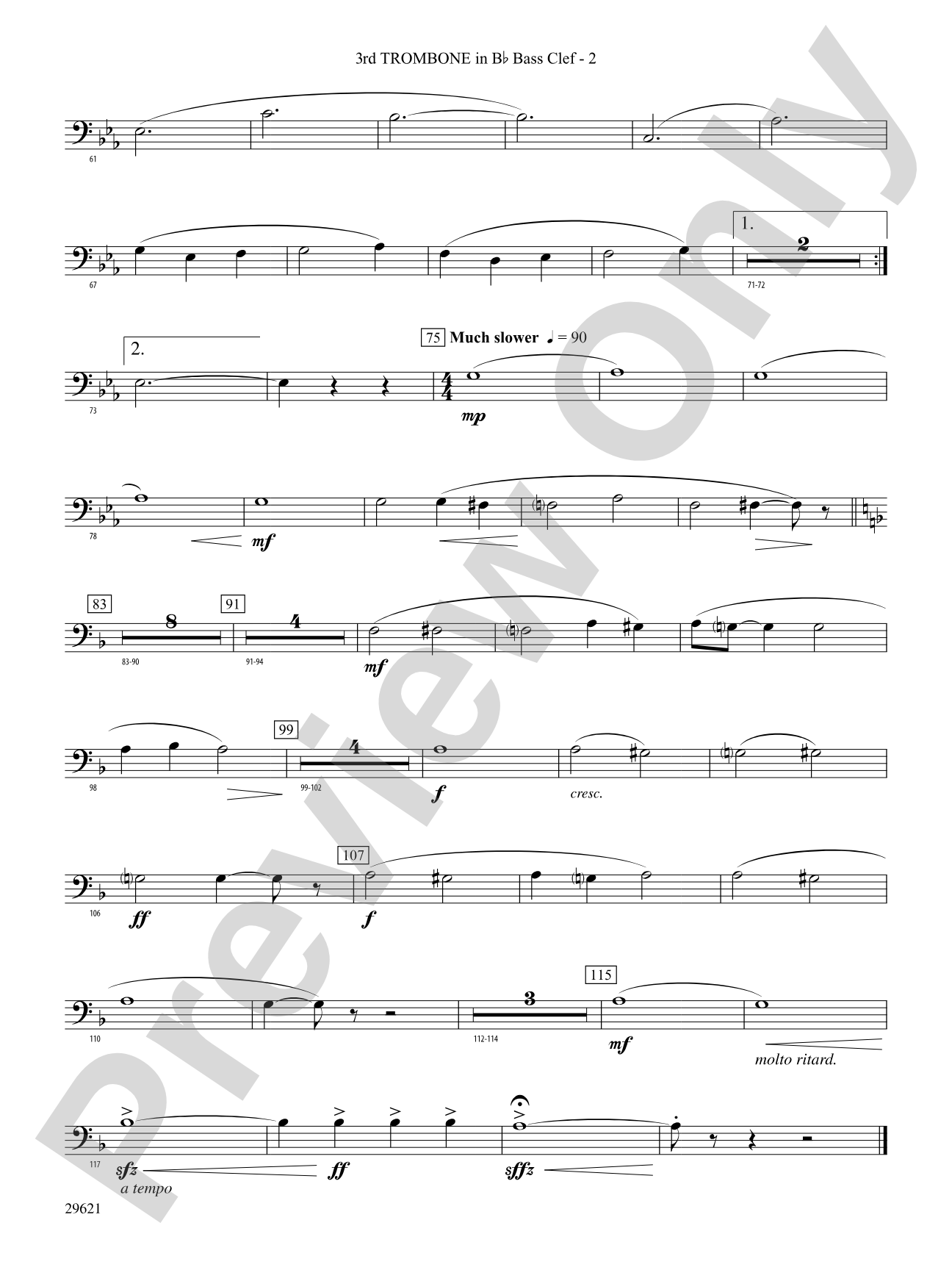 Over the Rainbow (from The Wizard of Oz), Variations on: (wp) 3rd B-flat Trombone B.C.