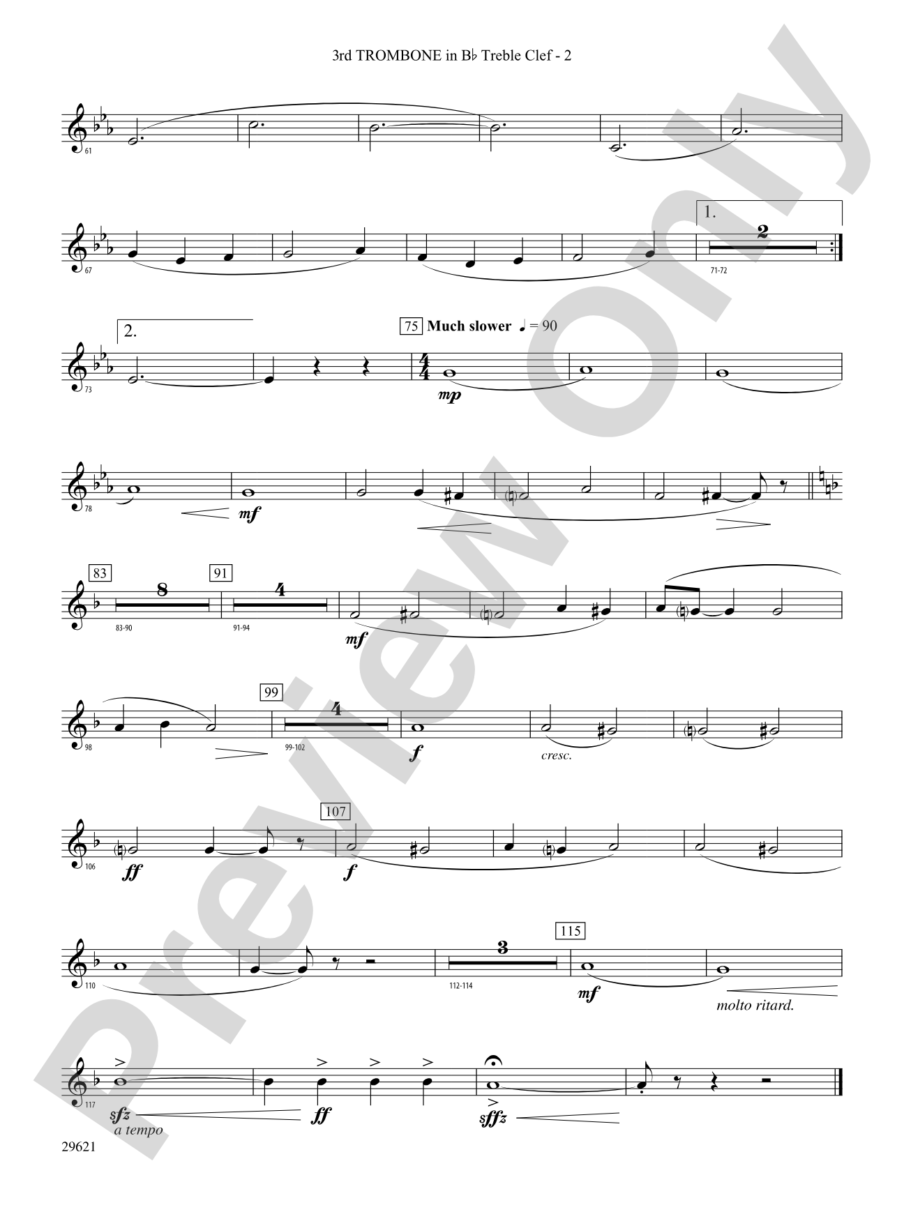 Over the Rainbow (from The Wizard of Oz), Variations on: (wp) 3rd B-flat Trombone T.C.