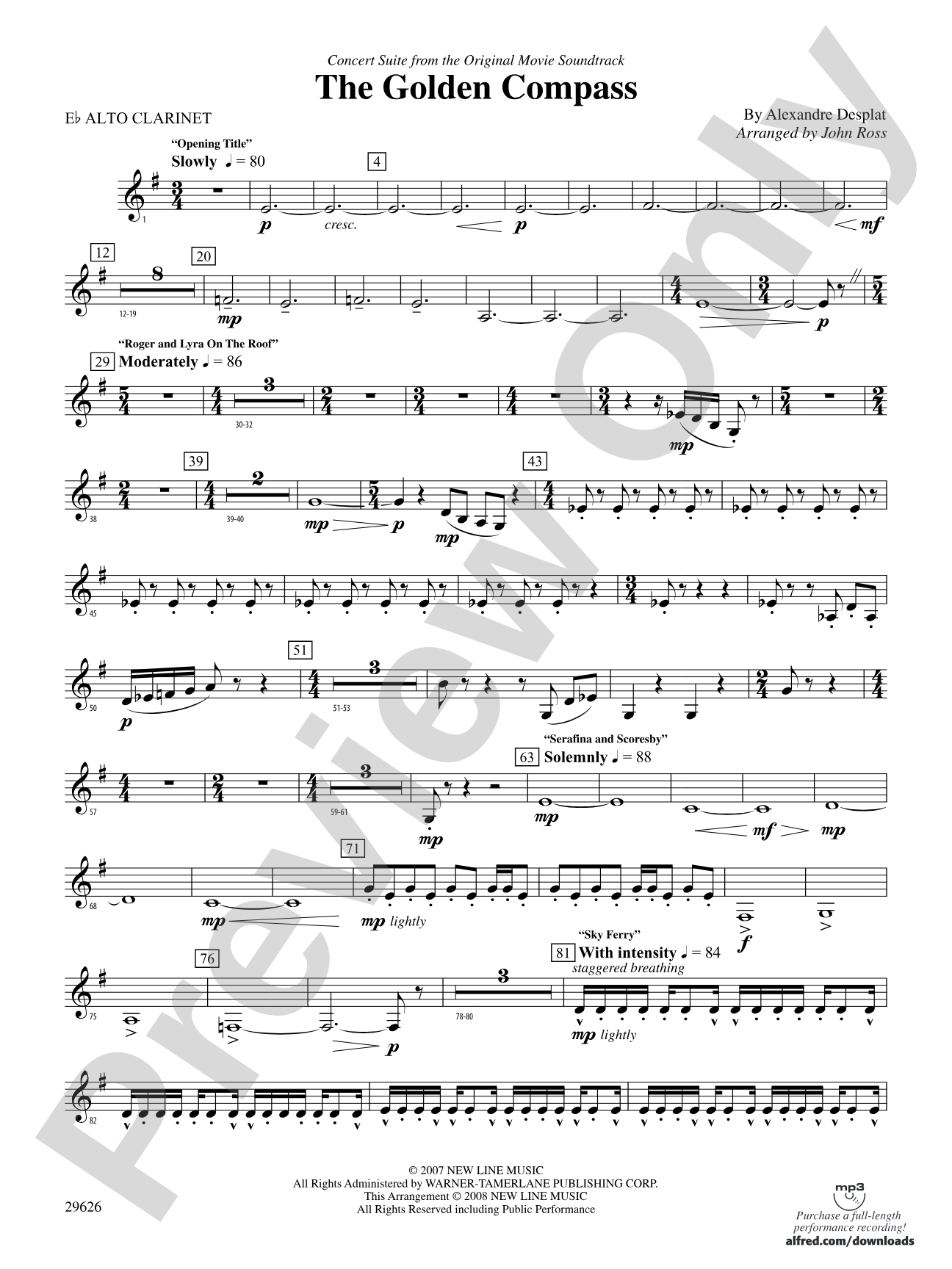 The Golden Compass: (wp) E-flat Alto Clarinet