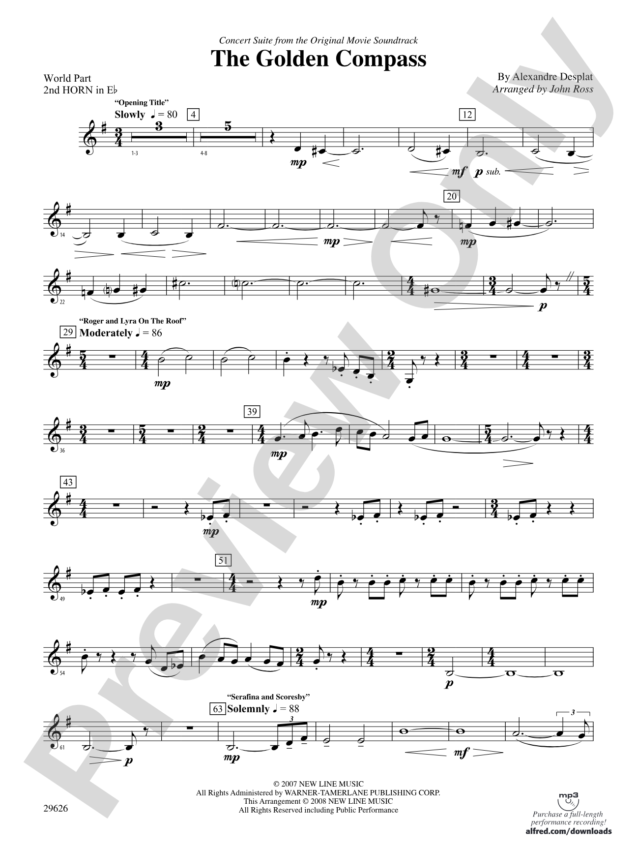 The Golden Compass: (wp) 2nd Horn in E-flat