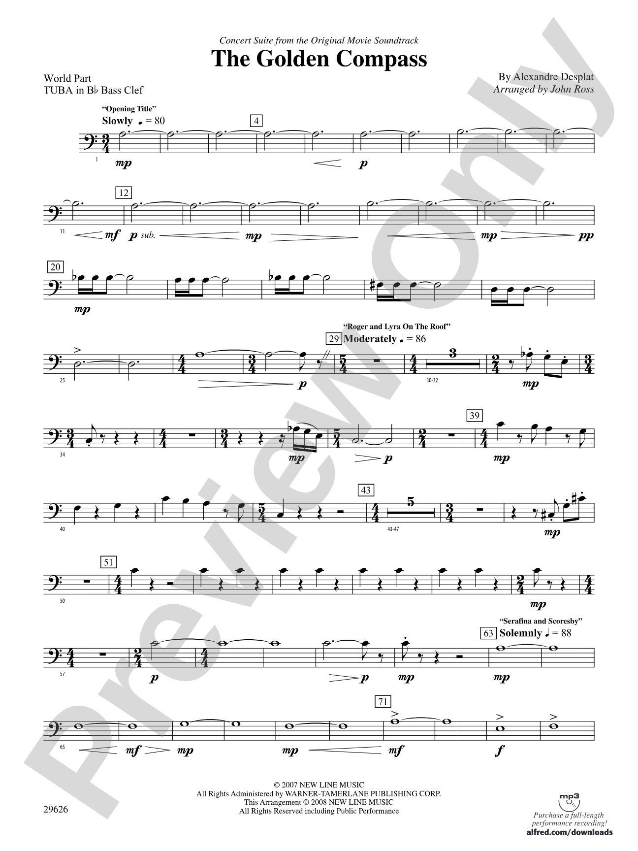 The Golden Compass: (wp) B-flat Tuba B.C.