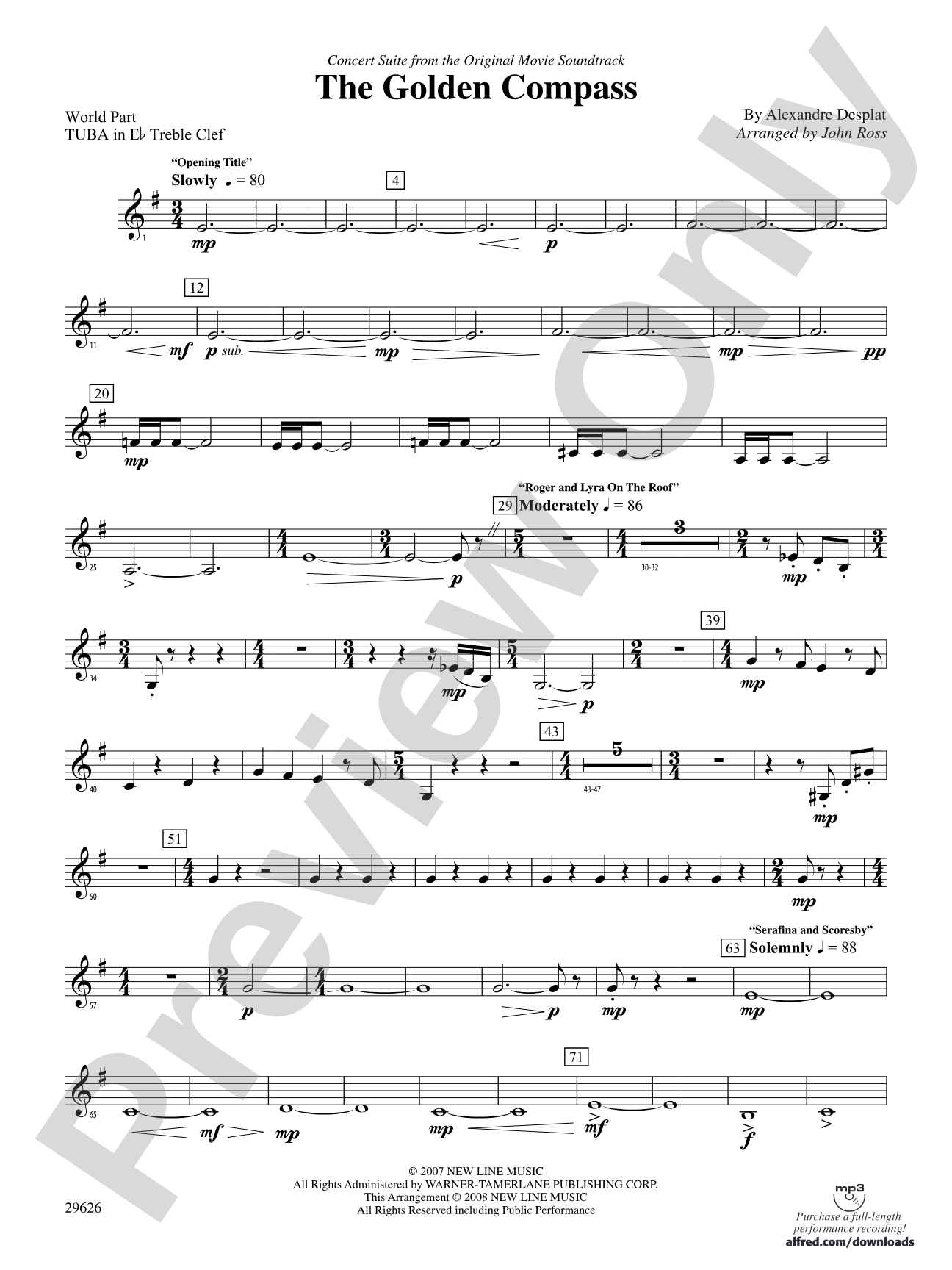 The Golden Compass: (wp) E-flat Tuba T.C.