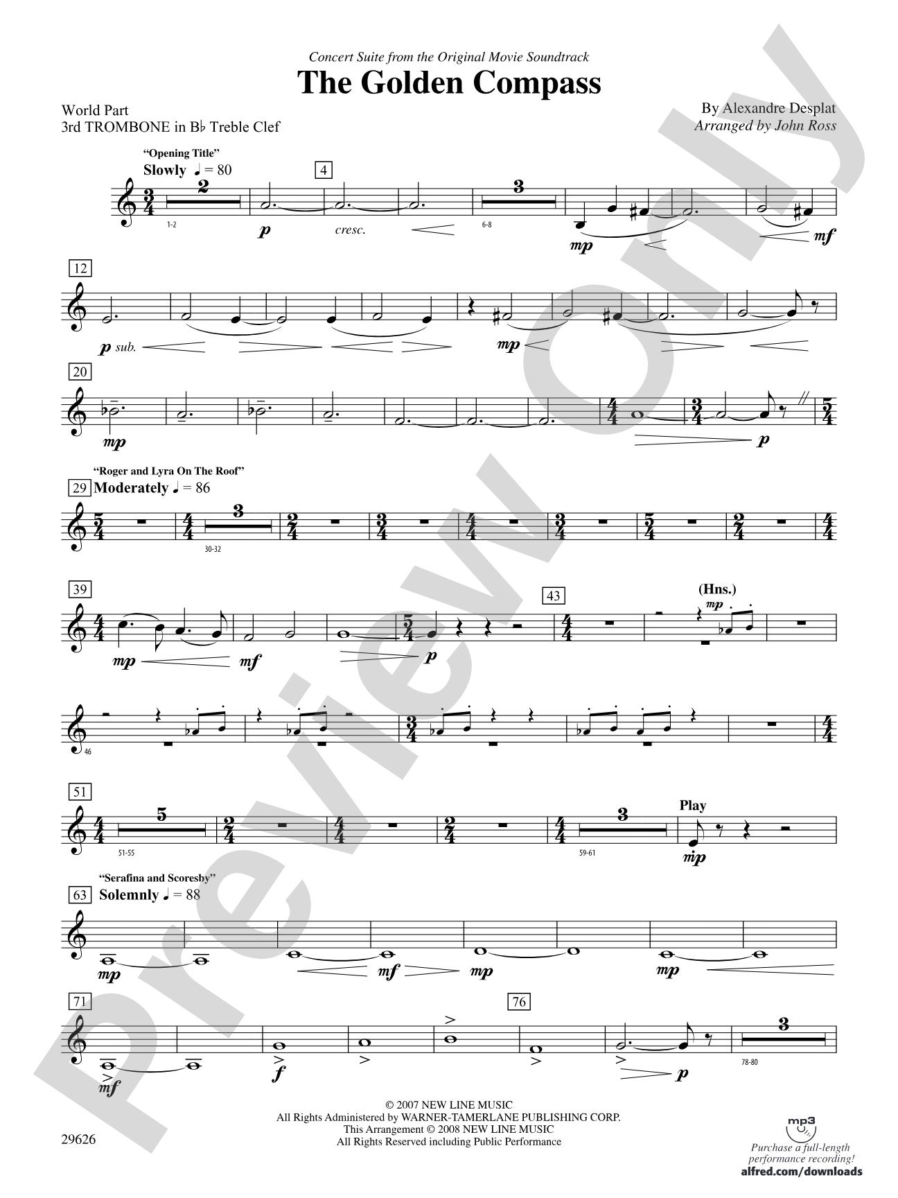 The Golden Compass: (wp) 3rd B-flat Trombone T.C.