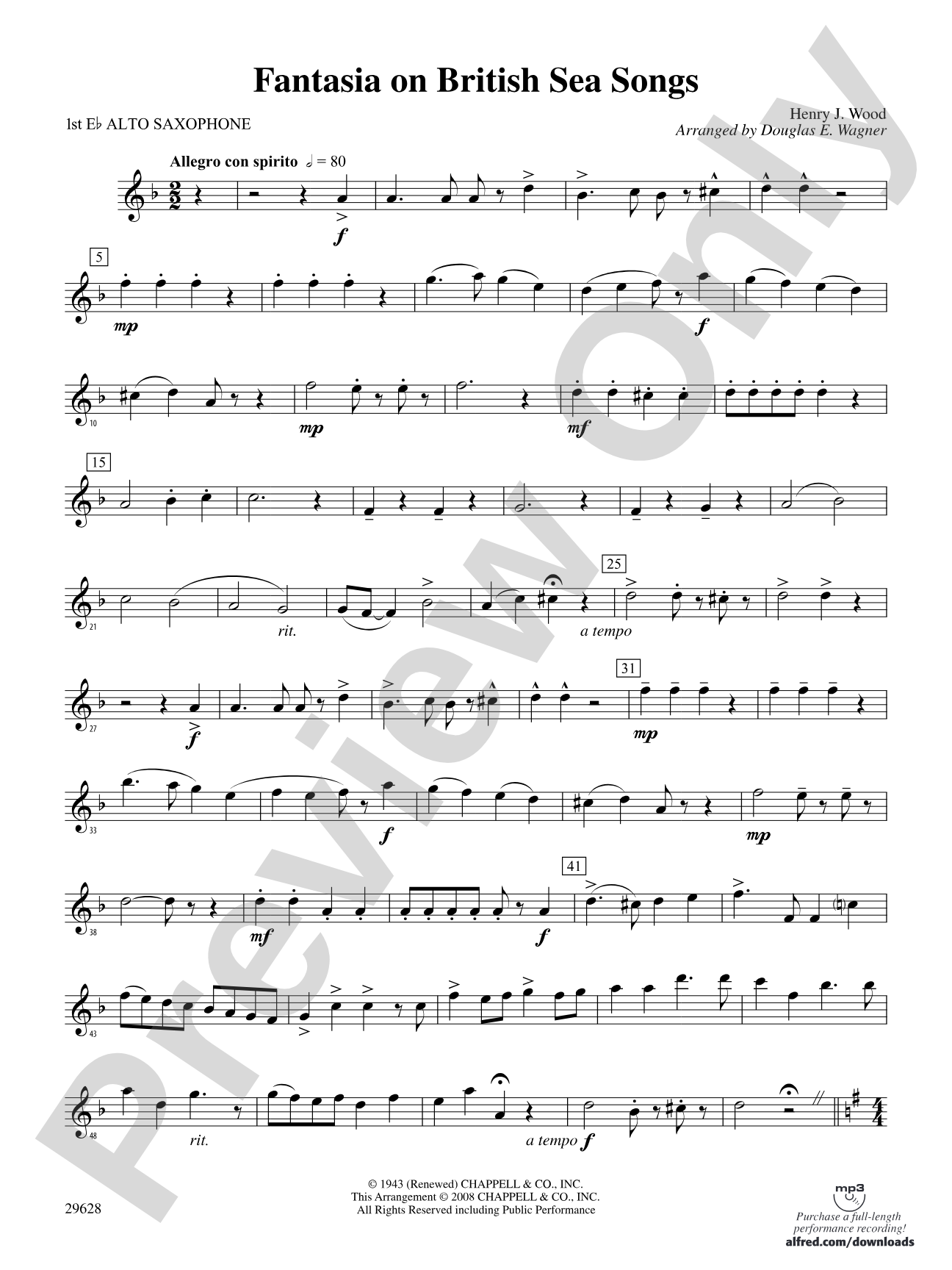 Fantasia on British Sea Songs: E-flat Alto Saxophone