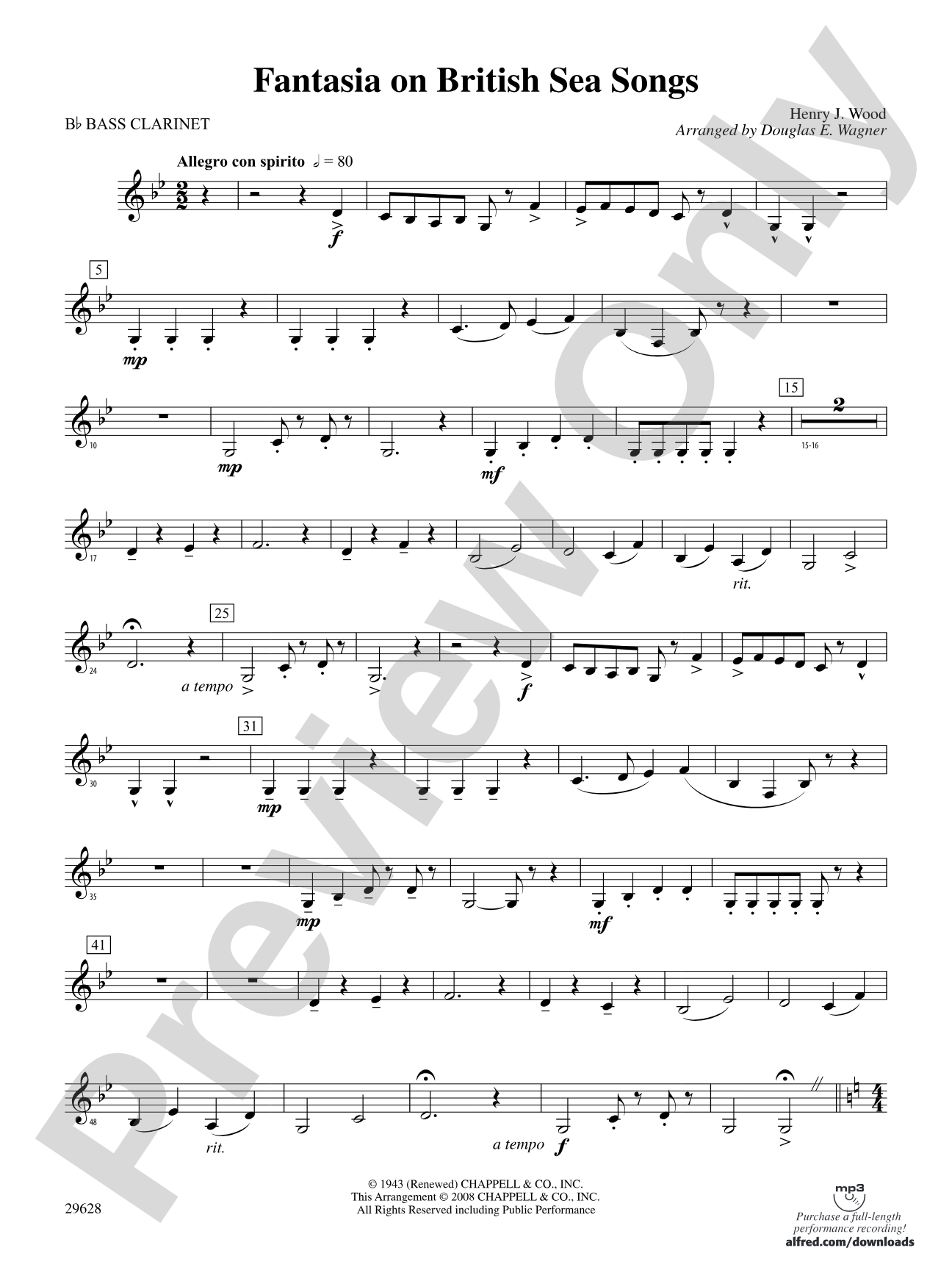 Fantasia on British Sea Songs: B-flat Bass Clarinet