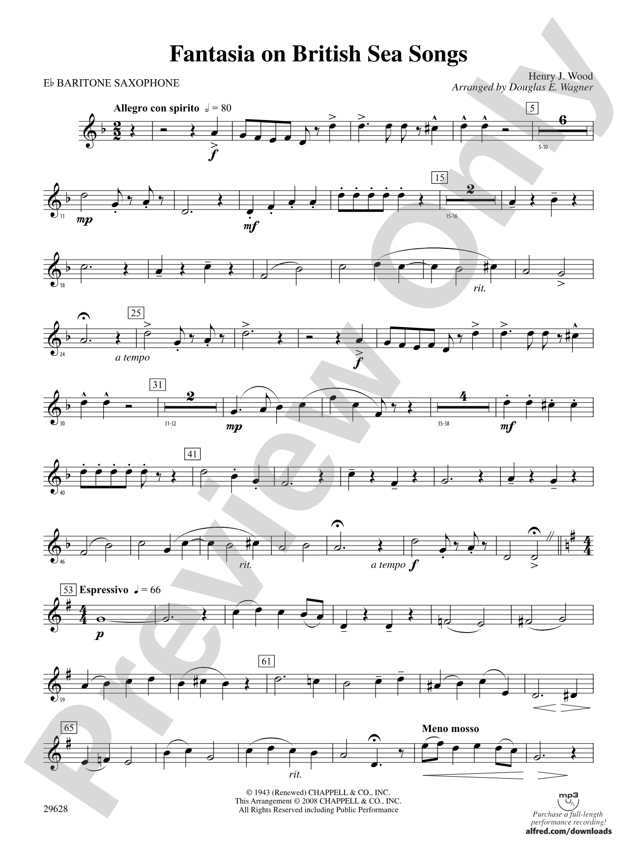 Fantasia on British Sea Songs: E-flat Baritone Saxophone