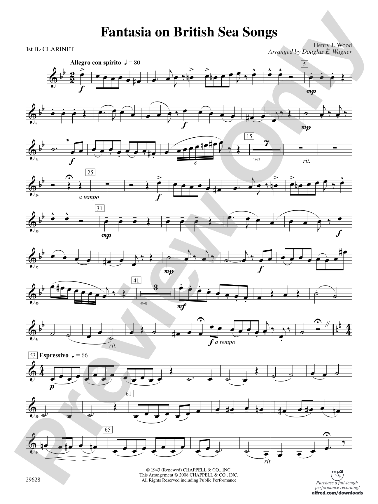 Fantasia on British Sea Songs: 1st B-flat Clarinet