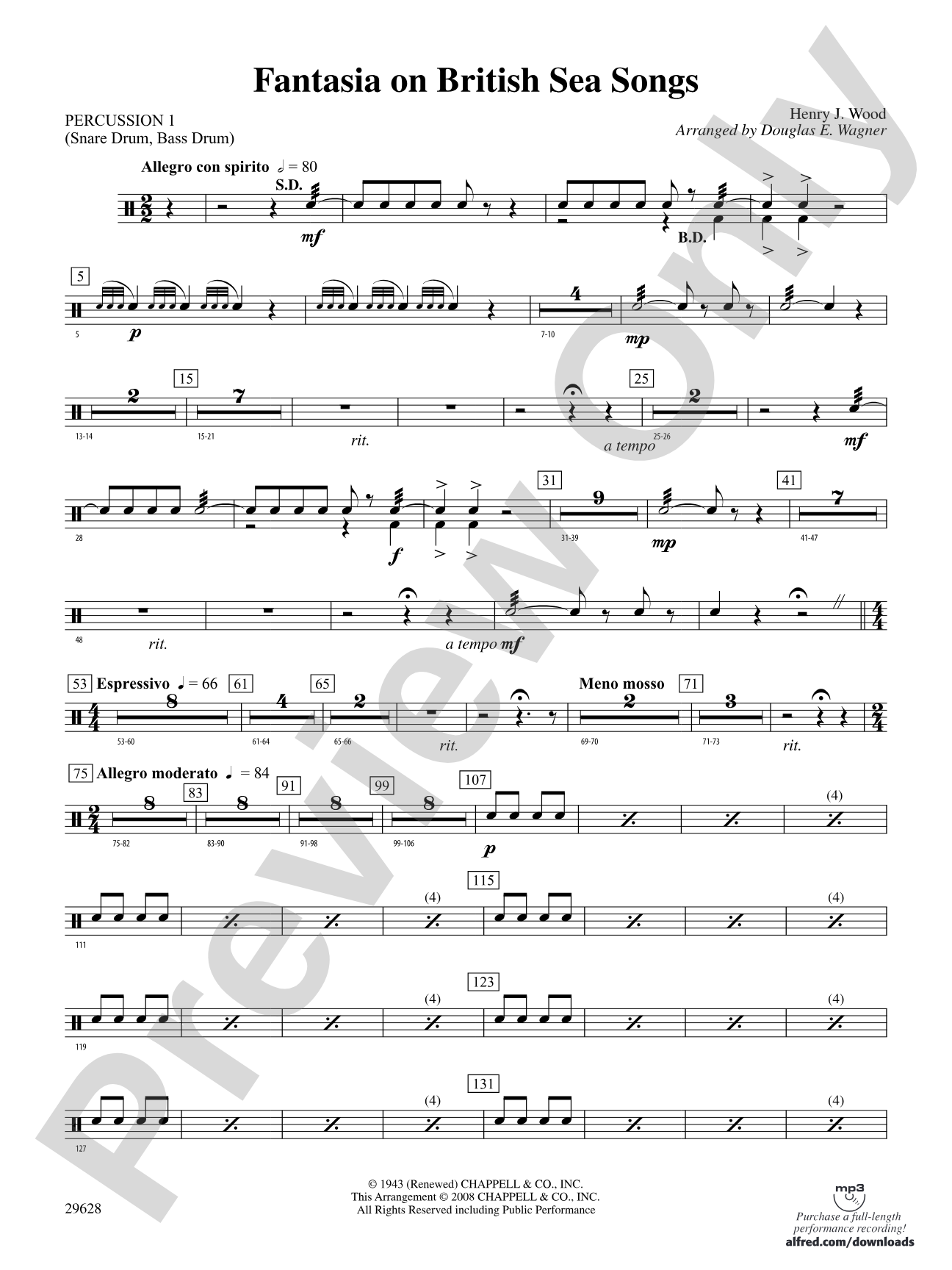 Fantasia on British Sea Songs: 1st Percussion
