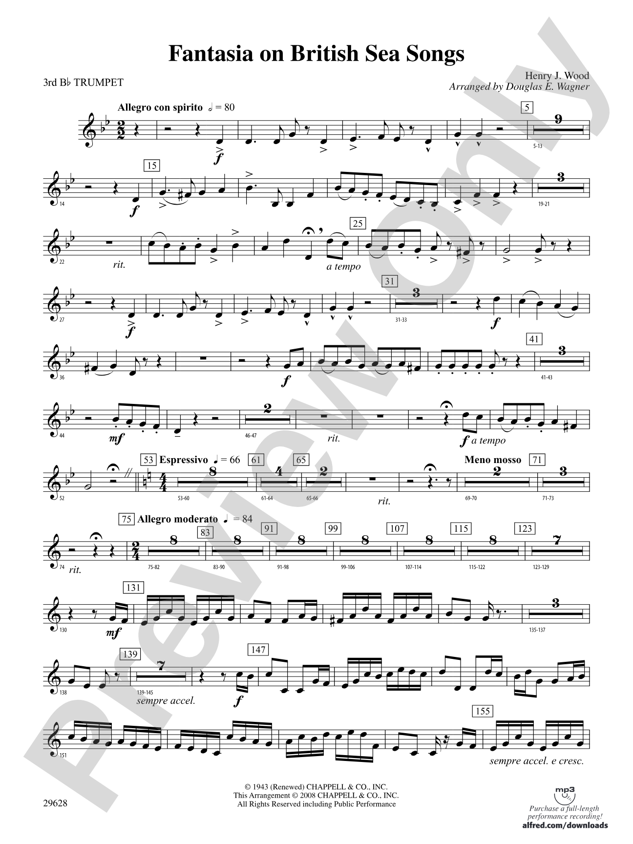 Fantasia on British Sea Songs: 3rd B-flat Trumpet