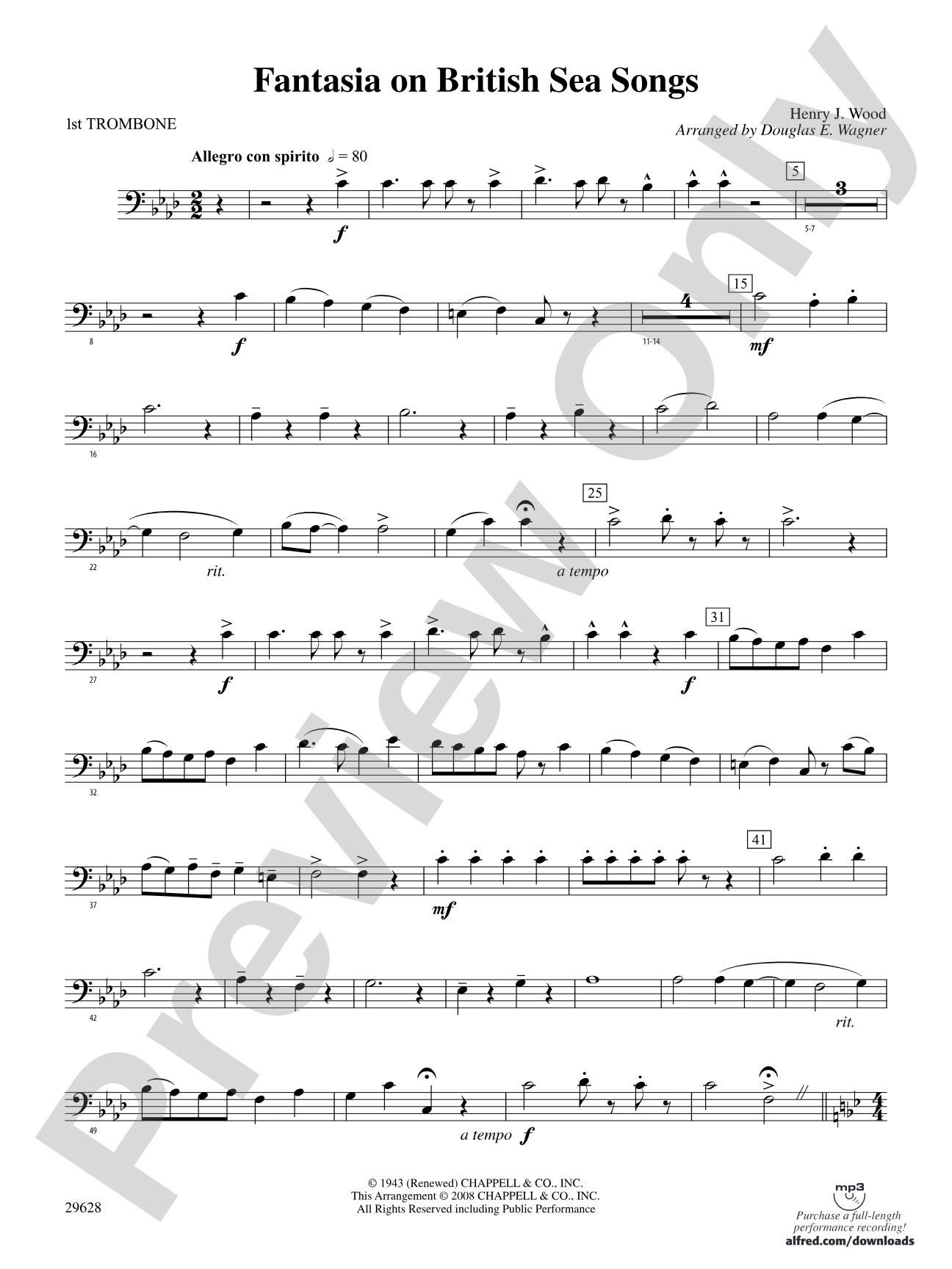 Fantasia on British Sea Songs: 1st Trombone