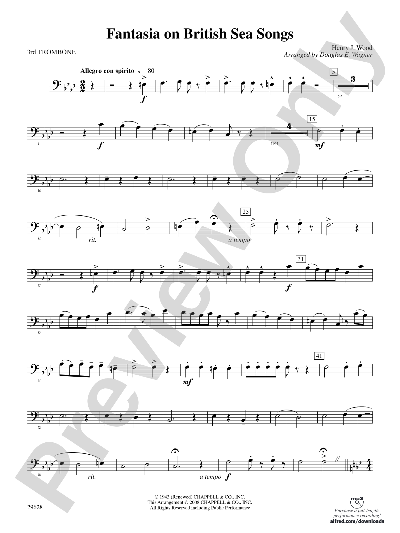 Fantasia on British Sea Songs: 3rd Trombone
