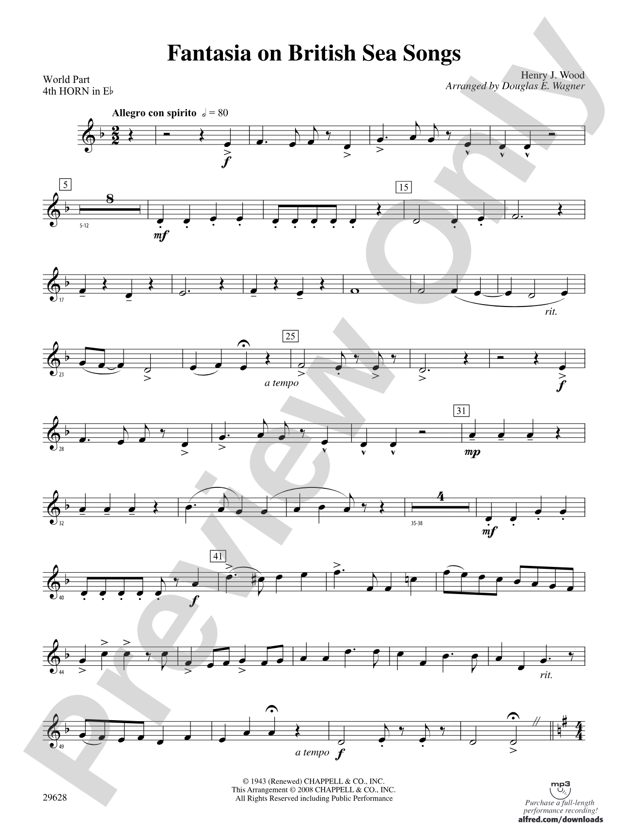 Fantasia on British Sea Songs: (wp) 4th Horn in E-flat