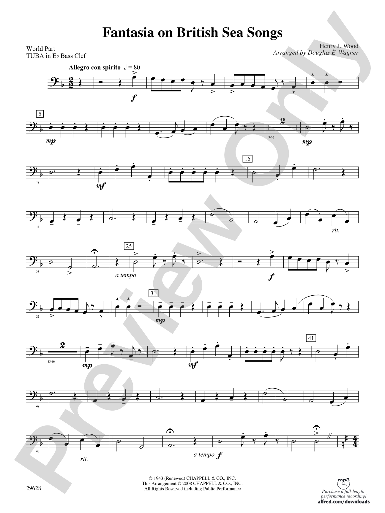 Fantasia on British Sea Songs: (wp) E-flat Tuba B.C.