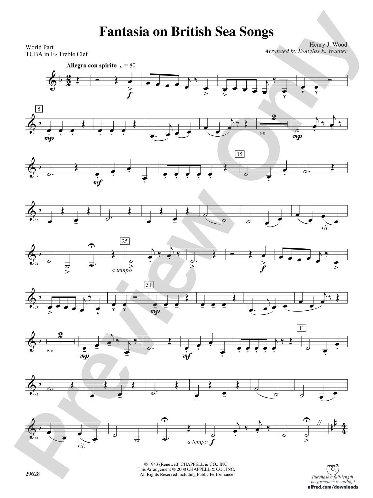 Fantasia on British Sea Songs: (wp) E-flat Tuba T.C.