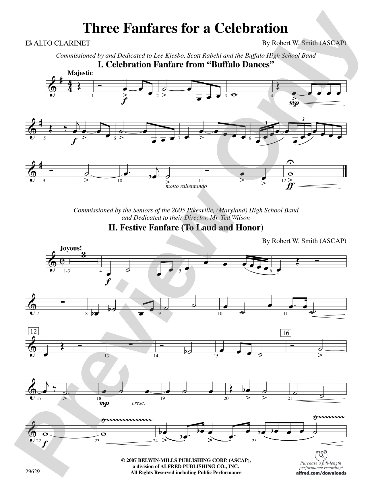 Three Fanfares for a Celebration: E-flat Alto Clarinet