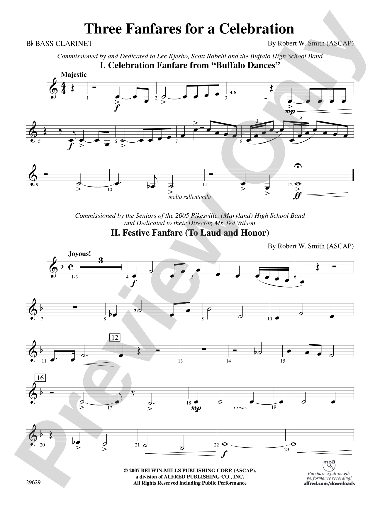 Three Fanfares for a Celebration: B-flat Bass Clarinet