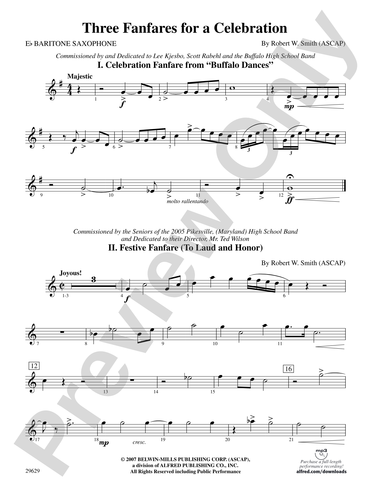 Three Fanfares for a Celebration: E-flat Baritone Saxophone