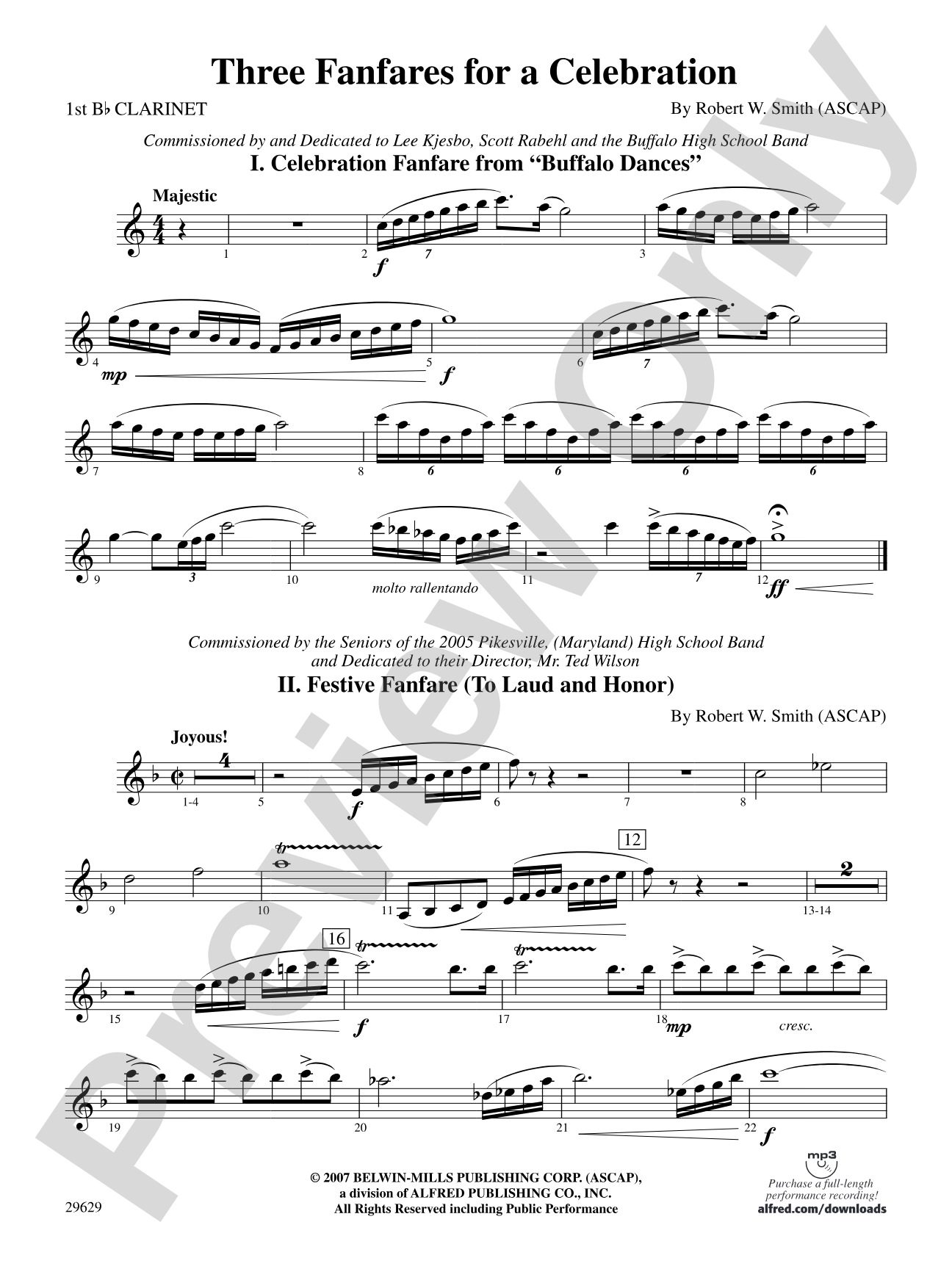 Three Fanfares for a Celebration: 1st B-flat Clarinet