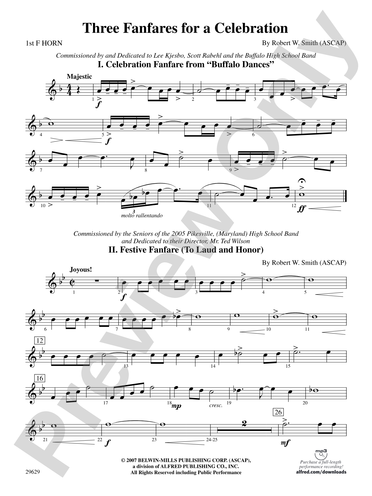 Three Fanfares for a Celebration: 1st F Horn