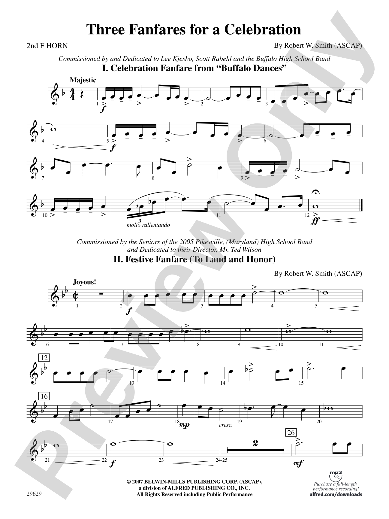 Three Fanfares for a Celebration: 2nd F Horn