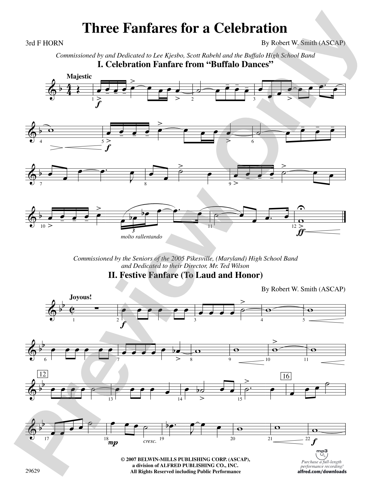 Three Fanfares for a Celebration: 3rd F Horn