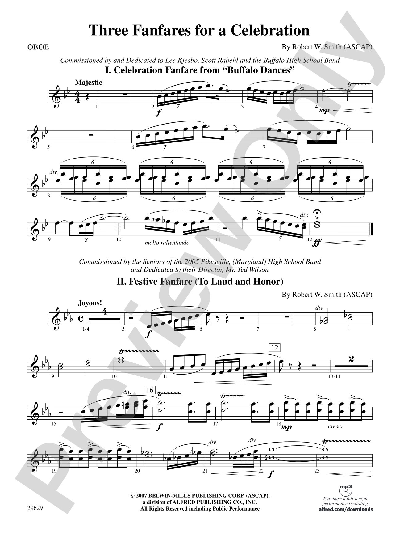 Three Fanfares for a Celebration: Oboe