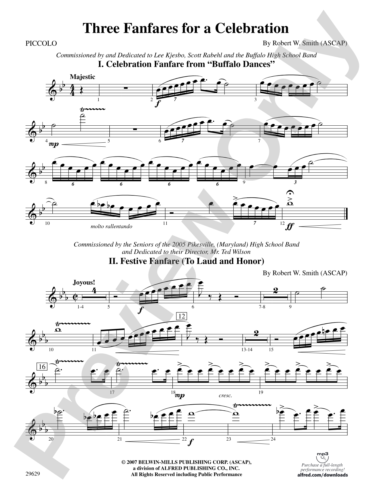 Three Fanfares for a Celebration: Piccolo