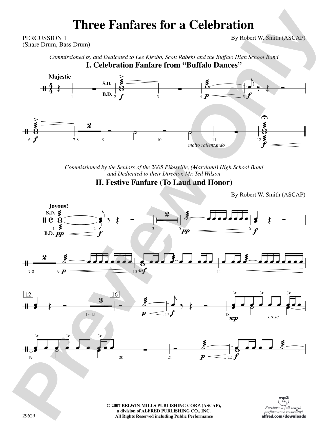 Three Fanfares for a Celebration: 1st Percussion