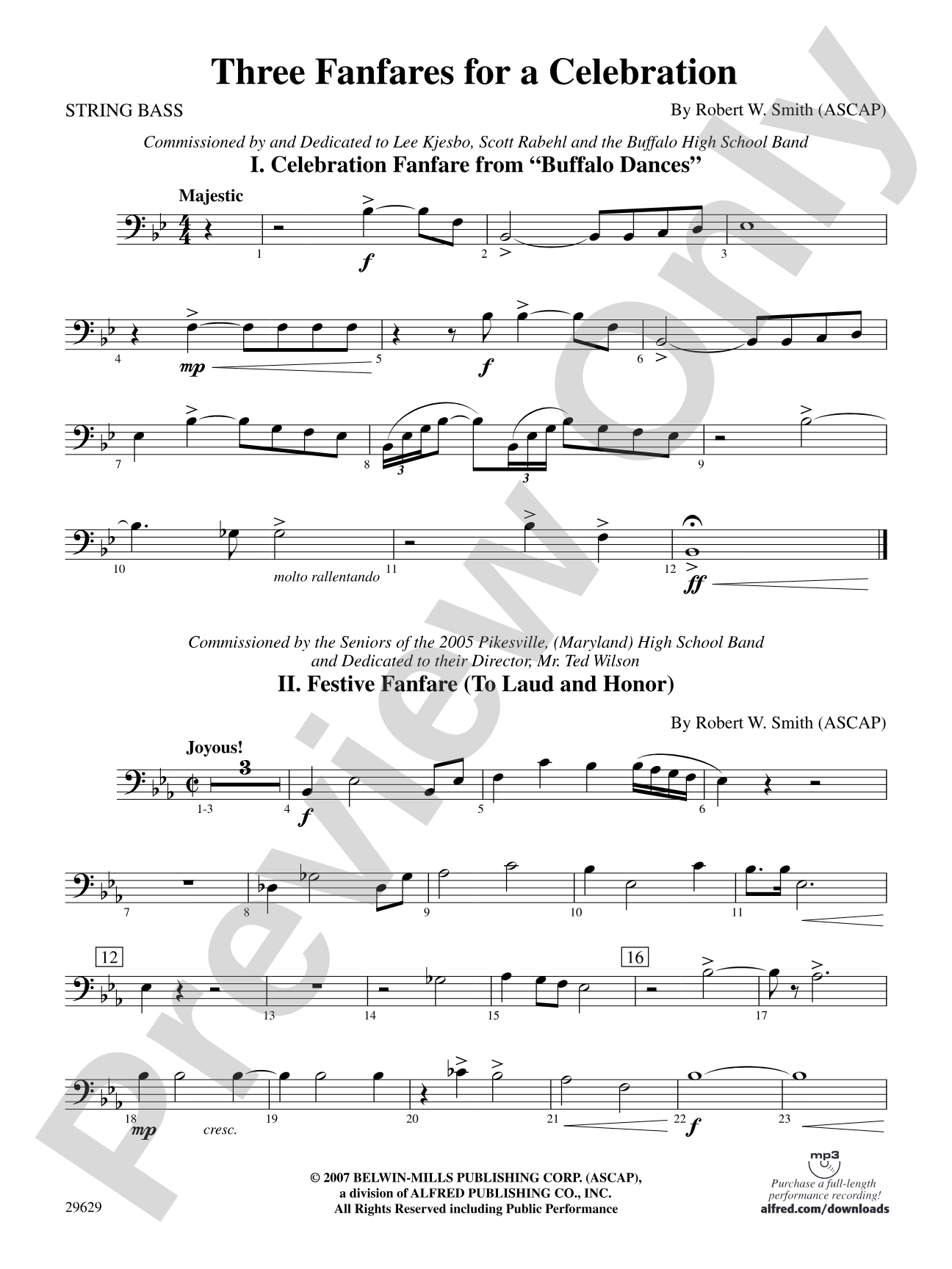 Three Fanfares for a Celebration: String Bass