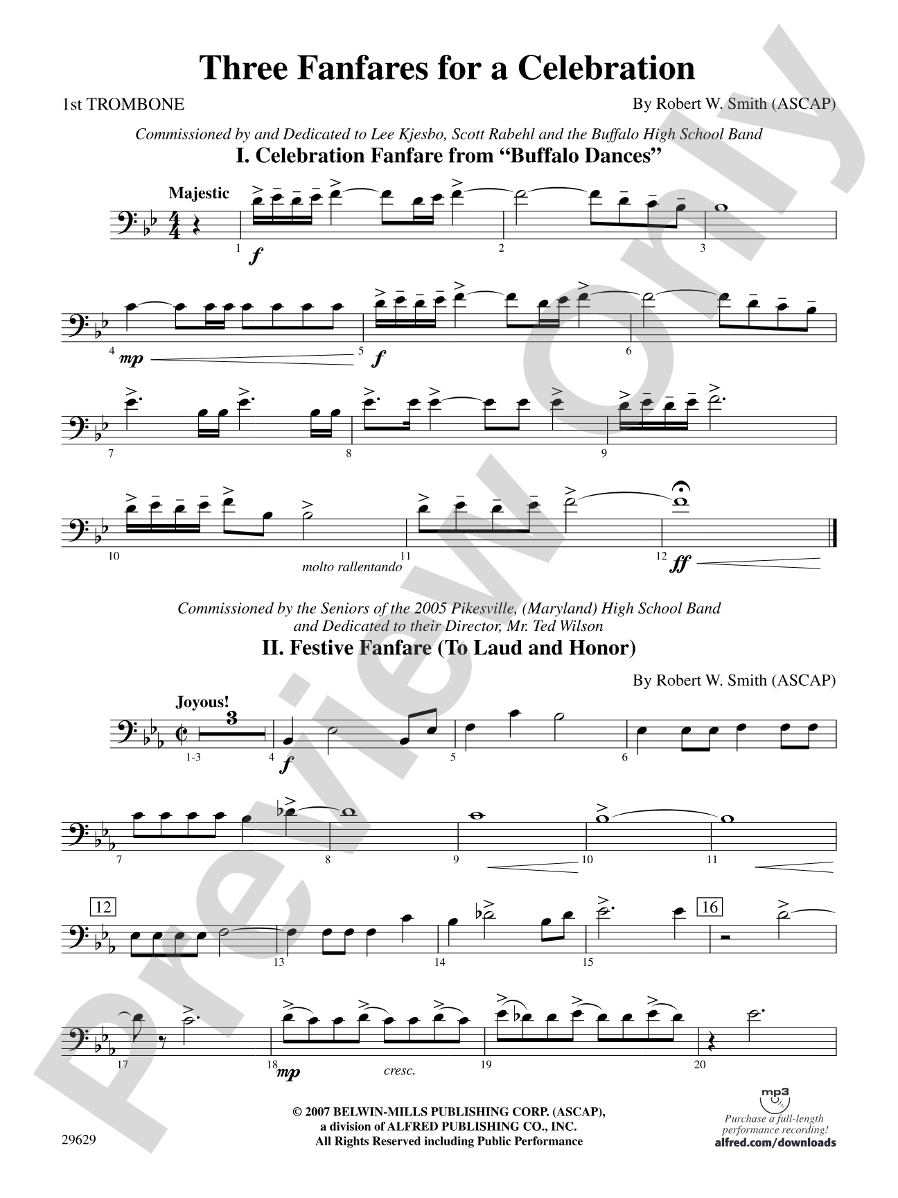 Three Fanfares for a Celebration: 1st Trombone