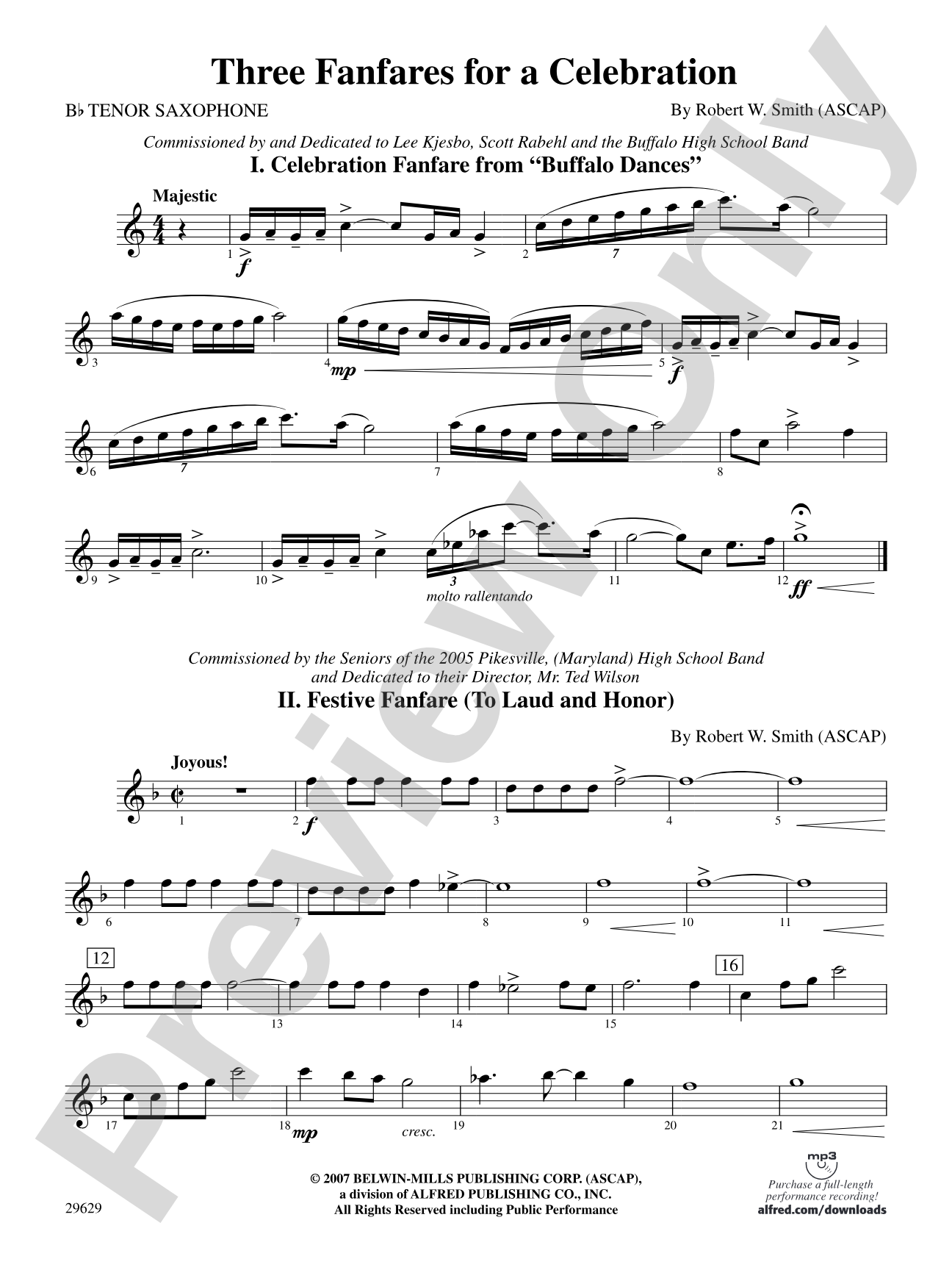 Three Fanfares for a Celebration: B-flat Tenor Saxophone