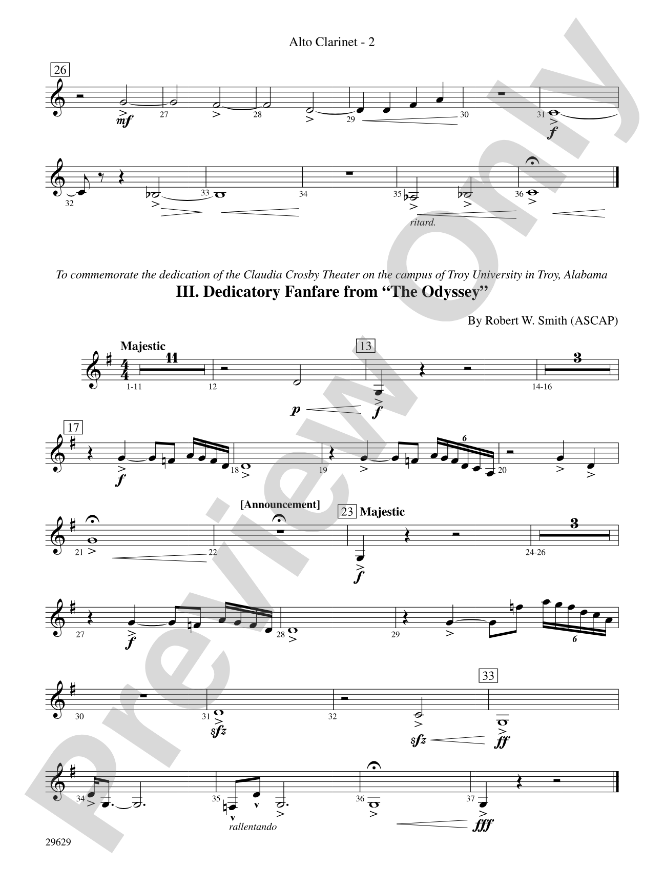Three Fanfares for a Celebration: (wp) E-flat Alto Clarinet