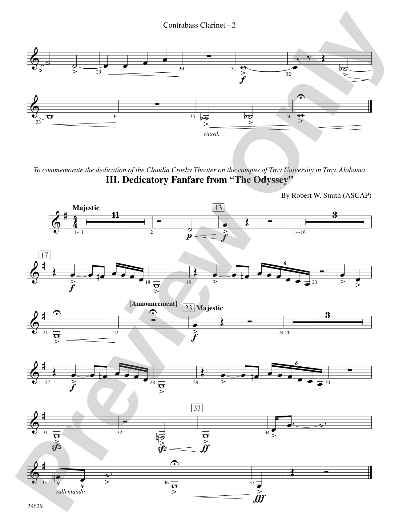 Three Fanfares for a Celebration: (wp) E-flat Contrabass Clarinet