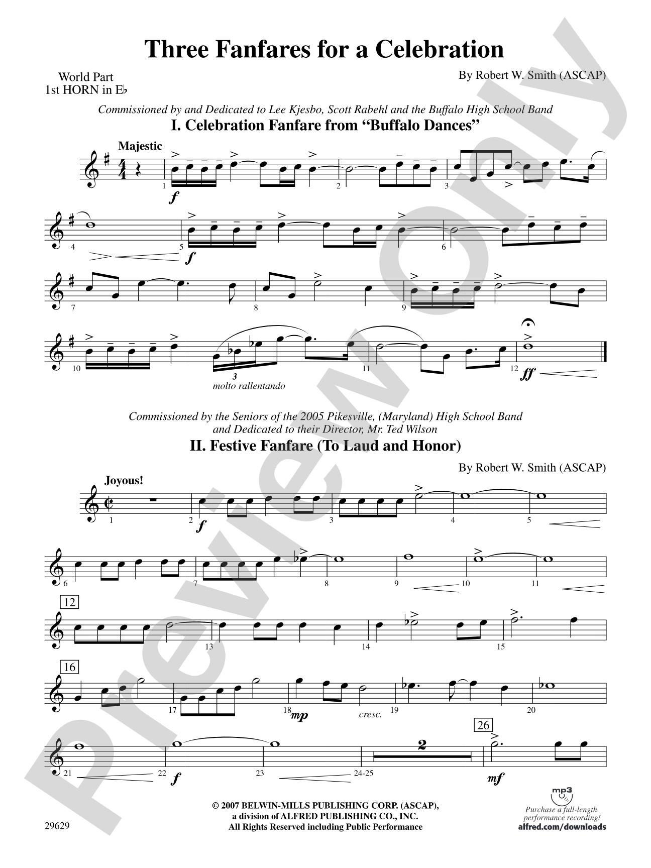 Three Fanfares for a Celebration: (wp) 1st Horn in E-flat