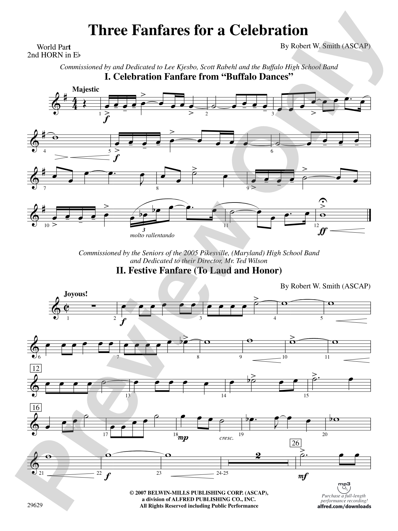 Three Fanfares for a Celebration: (wp) 2nd Horn in E-flat