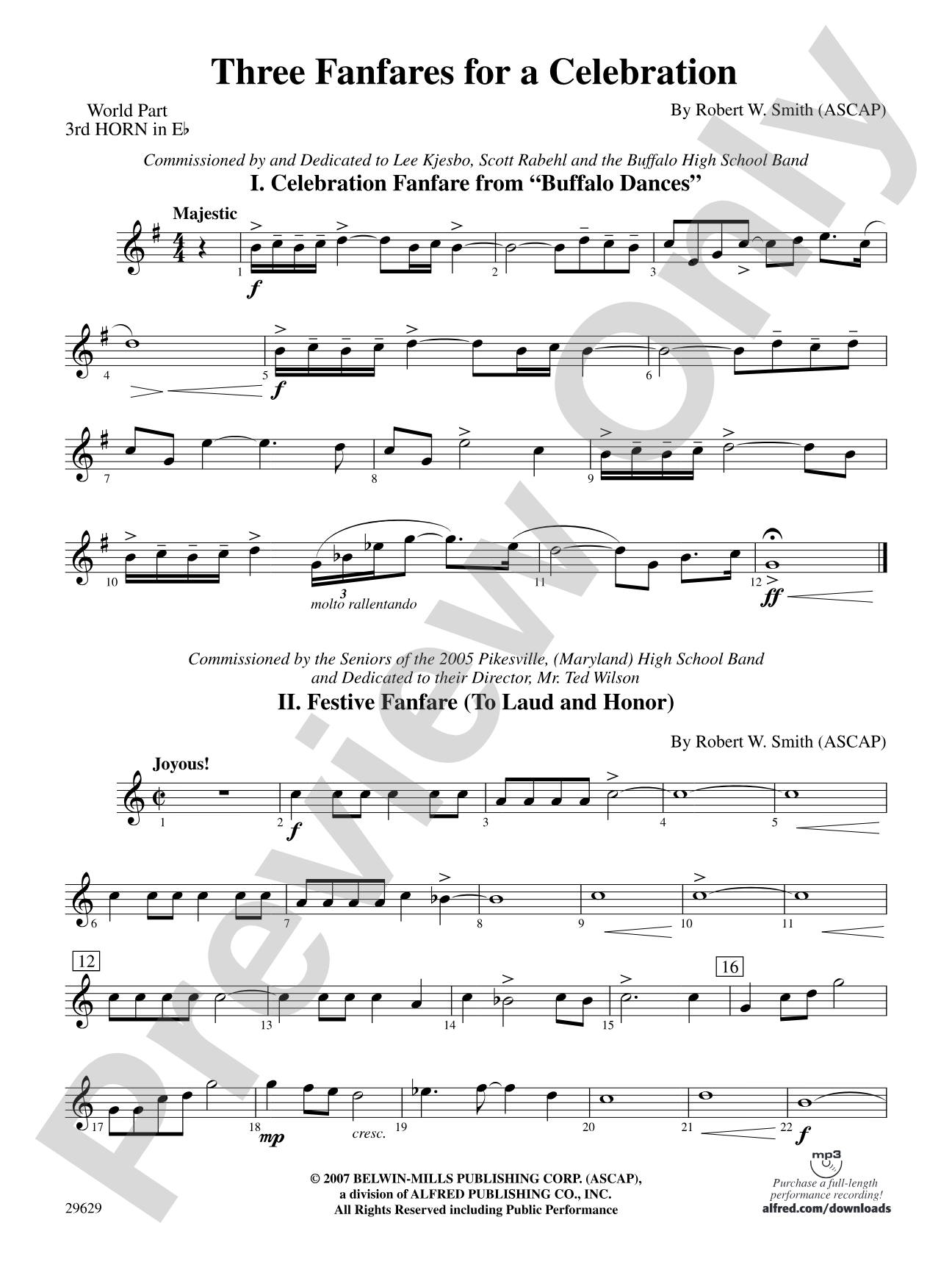 Three Fanfares for a Celebration: (wp) 3rd Horn in E-flat