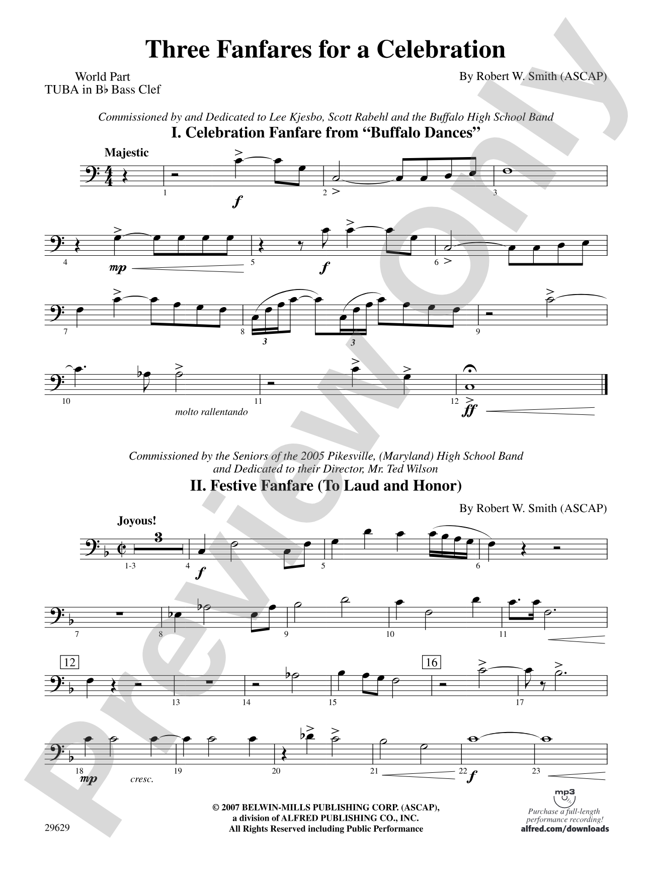 Three Fanfares for a Celebration: (wp) B-flat Tuba B.C.