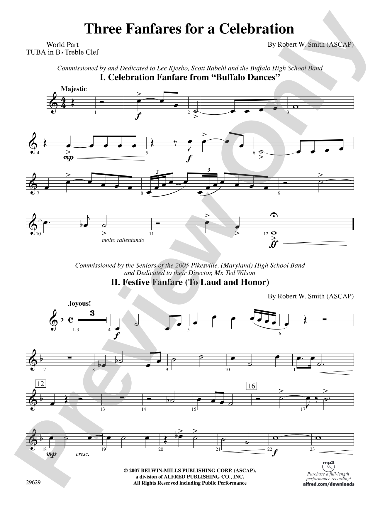 Three Fanfares for a Celebration: (wp) B-flat Tuba T.C.
