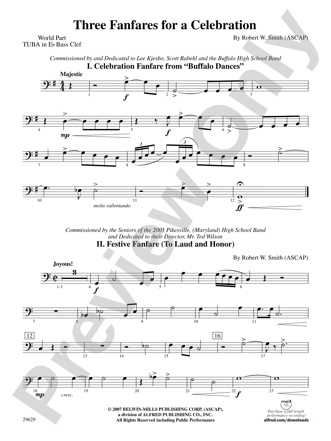 Three Fanfares for a Celebration: (wp) E-flat Tuba B.C.