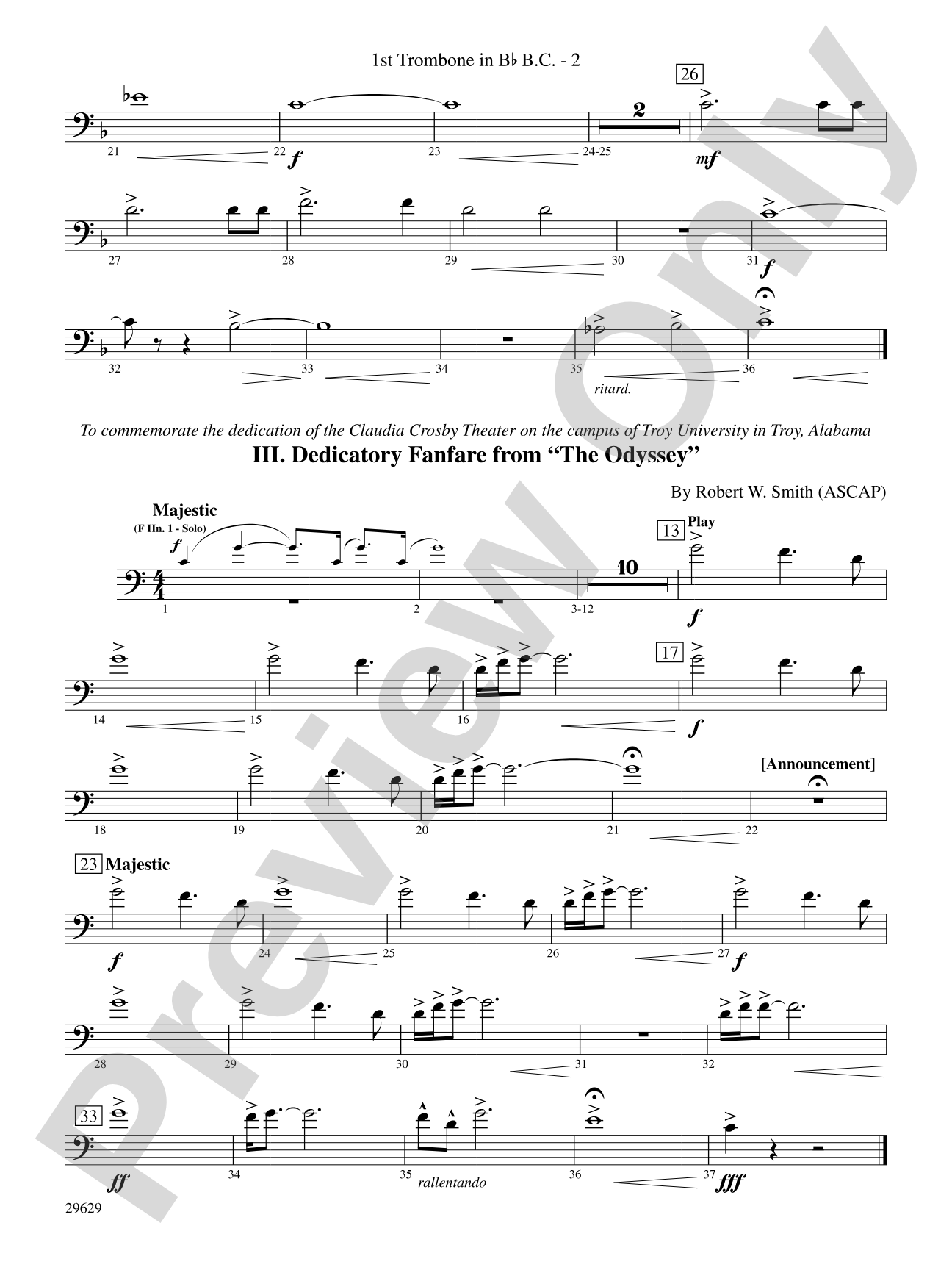 Three Fanfares for a Celebration: (wp) 1st B-flat Trombone B.C.