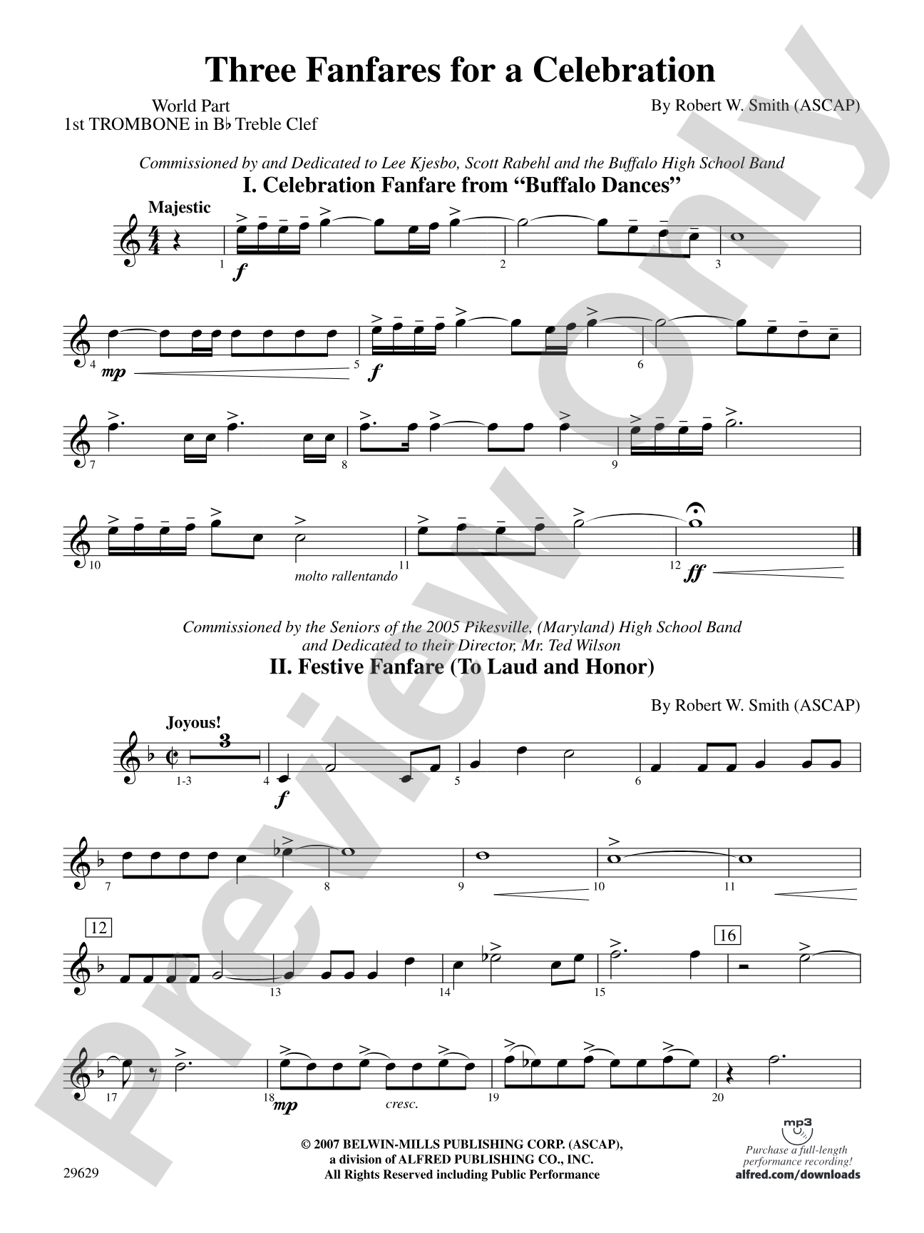 Three Fanfares for a Celebration: (wp) 1st B-flat Trombone T.C.
