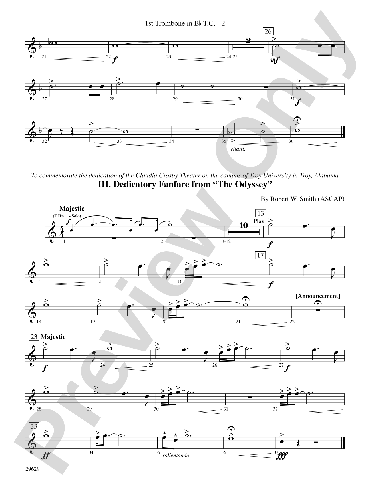 Three Fanfares for a Celebration: (wp) 1st B-flat Trombone T.C.
