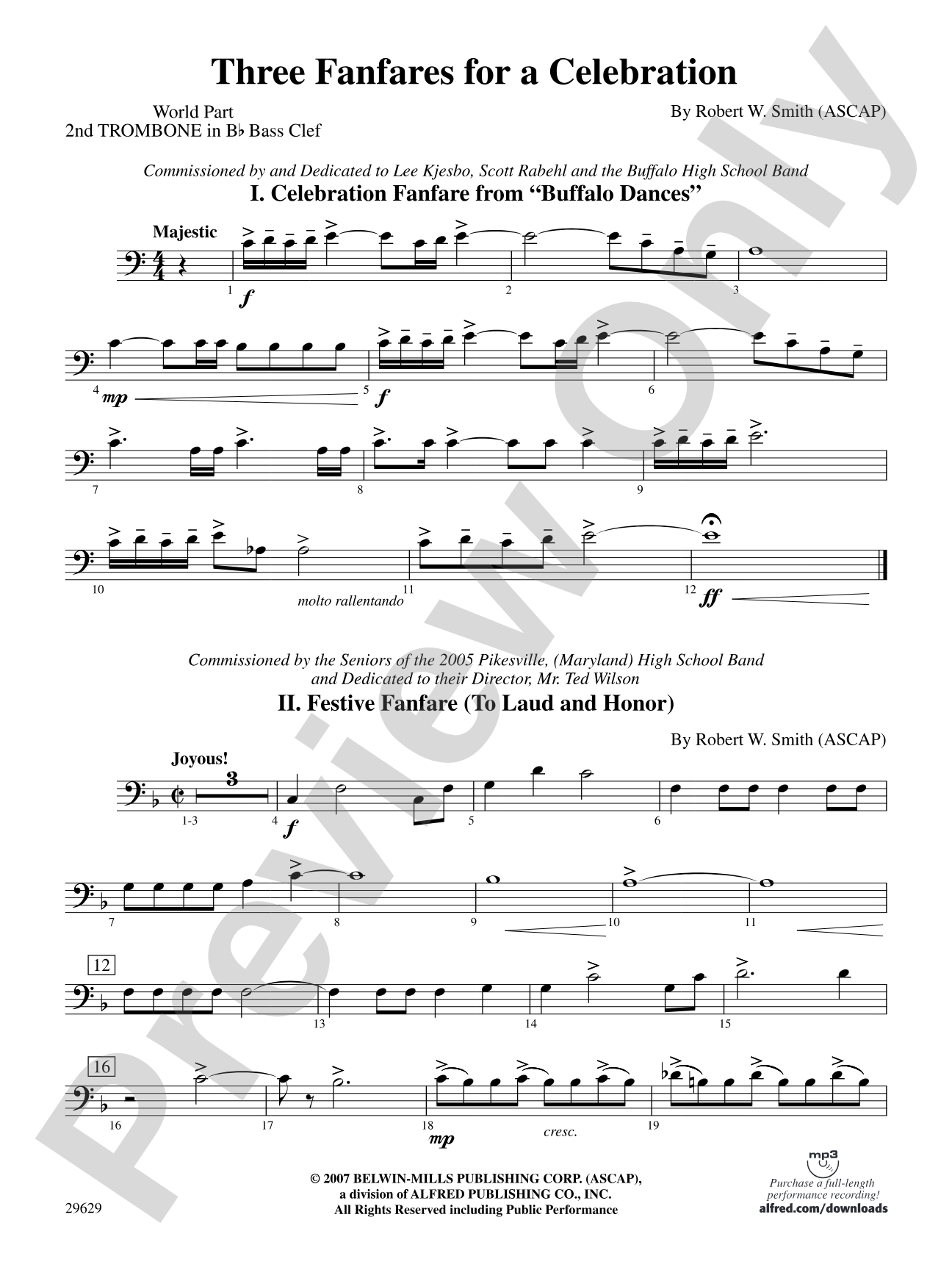 Three Fanfares for a Celebration: (wp) 2nd B-flat Trombone B.C.