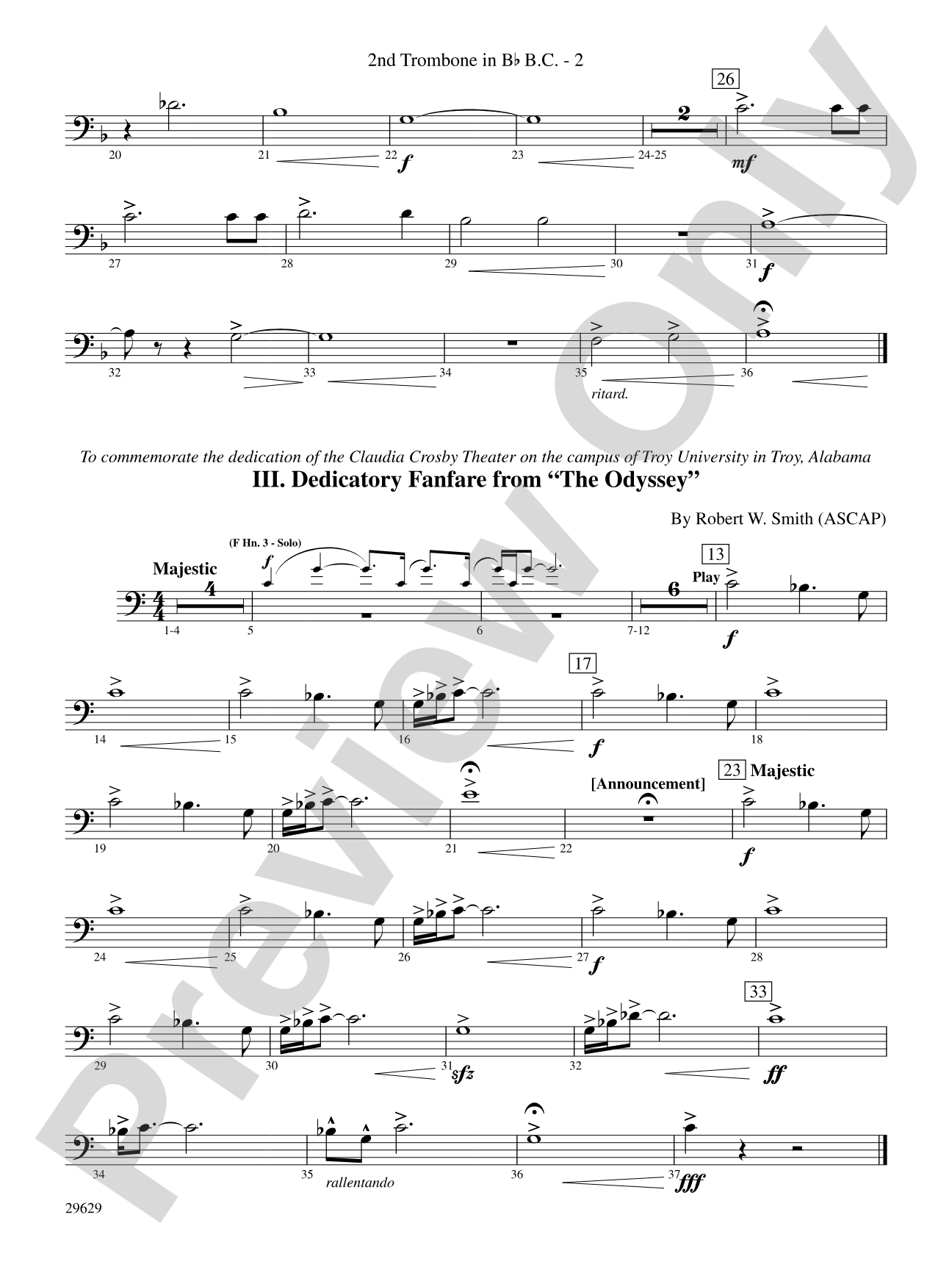 Three Fanfares for a Celebration: (wp) 2nd B-flat Trombone B.C.