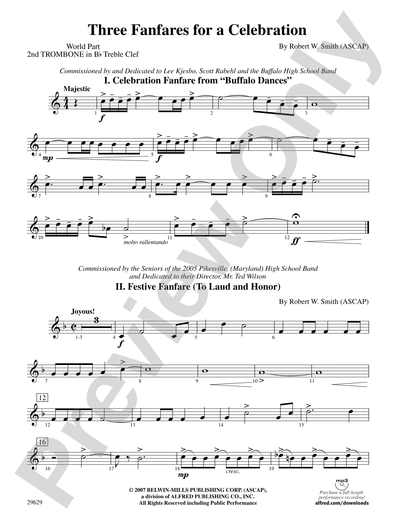 Three Fanfares for a Celebration: (wp) 2nd B-flat Trombone T.C.
