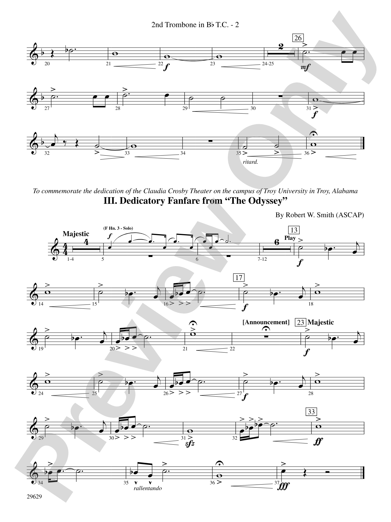 Three Fanfares for a Celebration: (wp) 2nd B-flat Trombone T.C.
