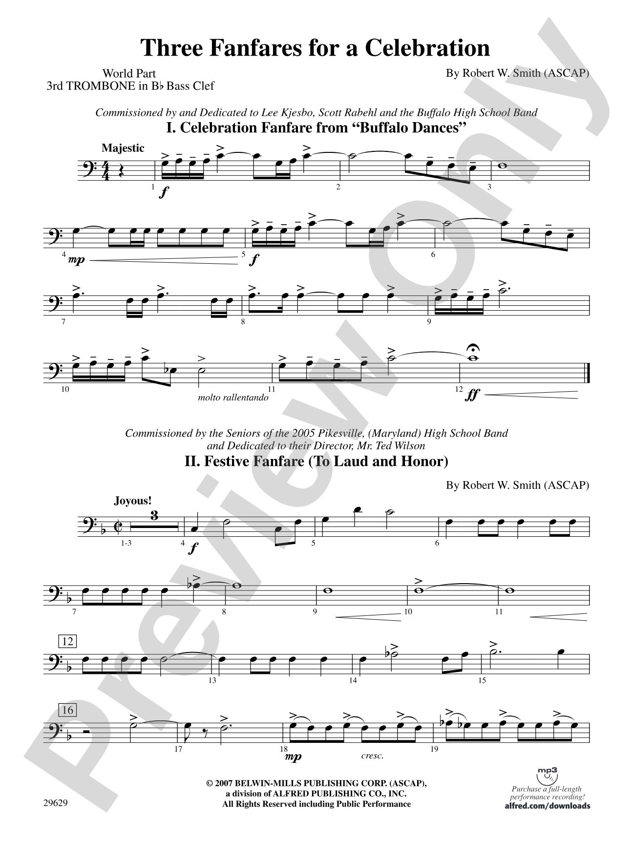 Three Fanfares for a Celebration: (wp) 3rd B-flat Trombone B.C.