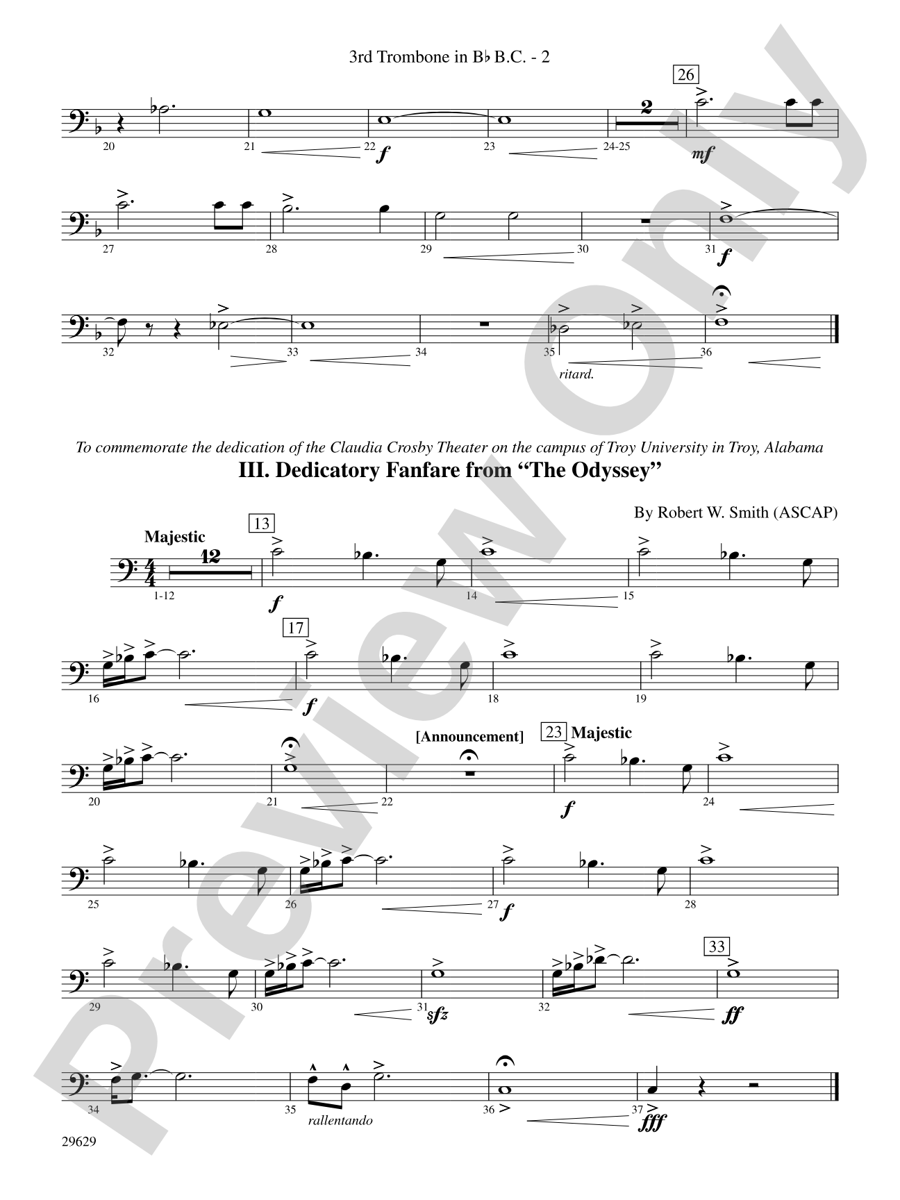 Three Fanfares for a Celebration: (wp) 3rd B-flat Trombone B.C.